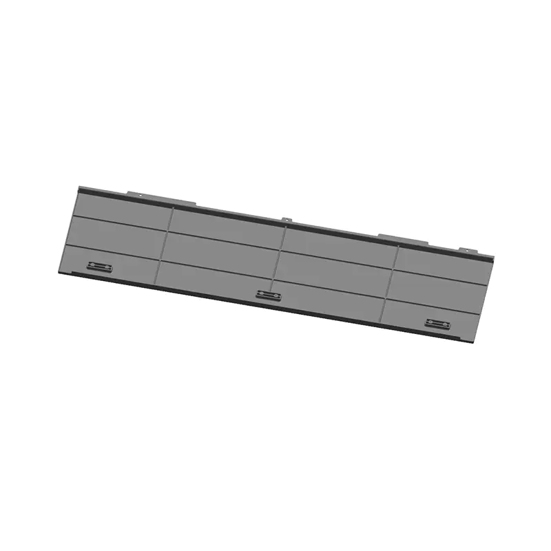 Elongated train component designed with back ribs for flat surface setups.